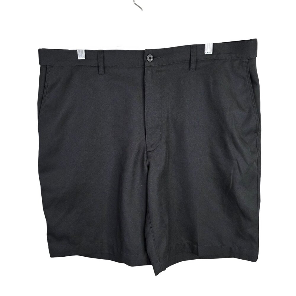 Mens Black PGA Tour Golf Shorts Flat Front 100% Polyester 10" Inseam Size 38